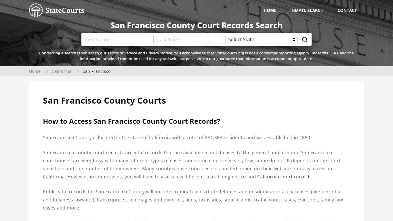San Francisco County, CA Courts - Records & Cases - StateCourts